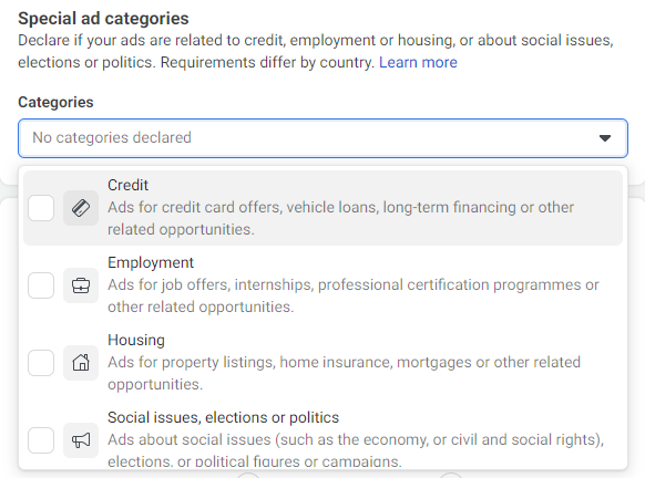 Special Ad Categories