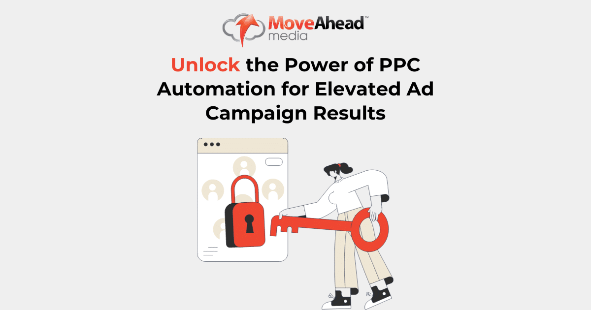 Person uses a key to unlock a padlock on a screen with user profiles, symbolizing PPC automation for better ad campaign results.