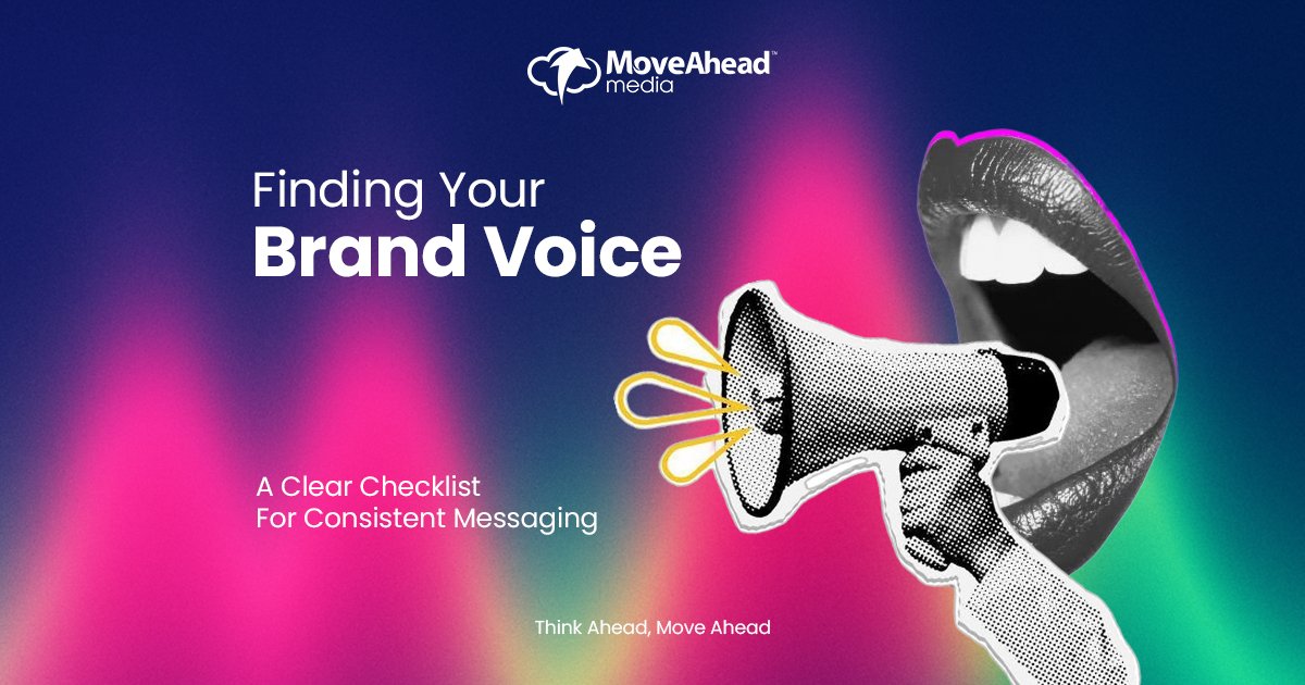 Vibrant banner: hand holds a megaphone emitting sound waves towards an open mouth, conveying brand voice for consistent messaging.