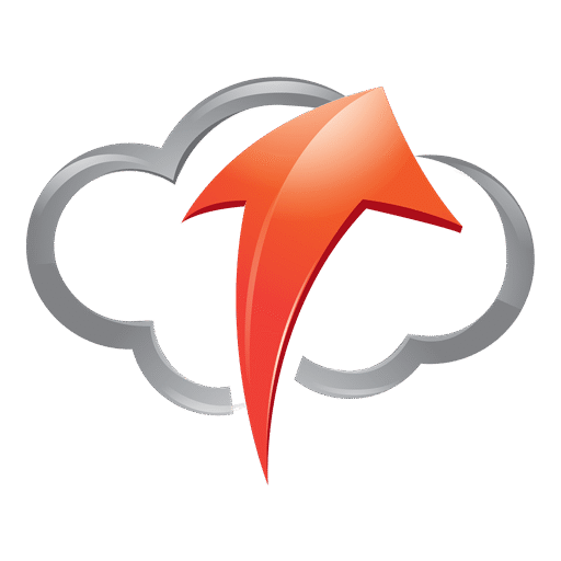 Glossy orange arrow ascending from a grey cloud, representing enhanced SEO strategy and growth in the AI era.